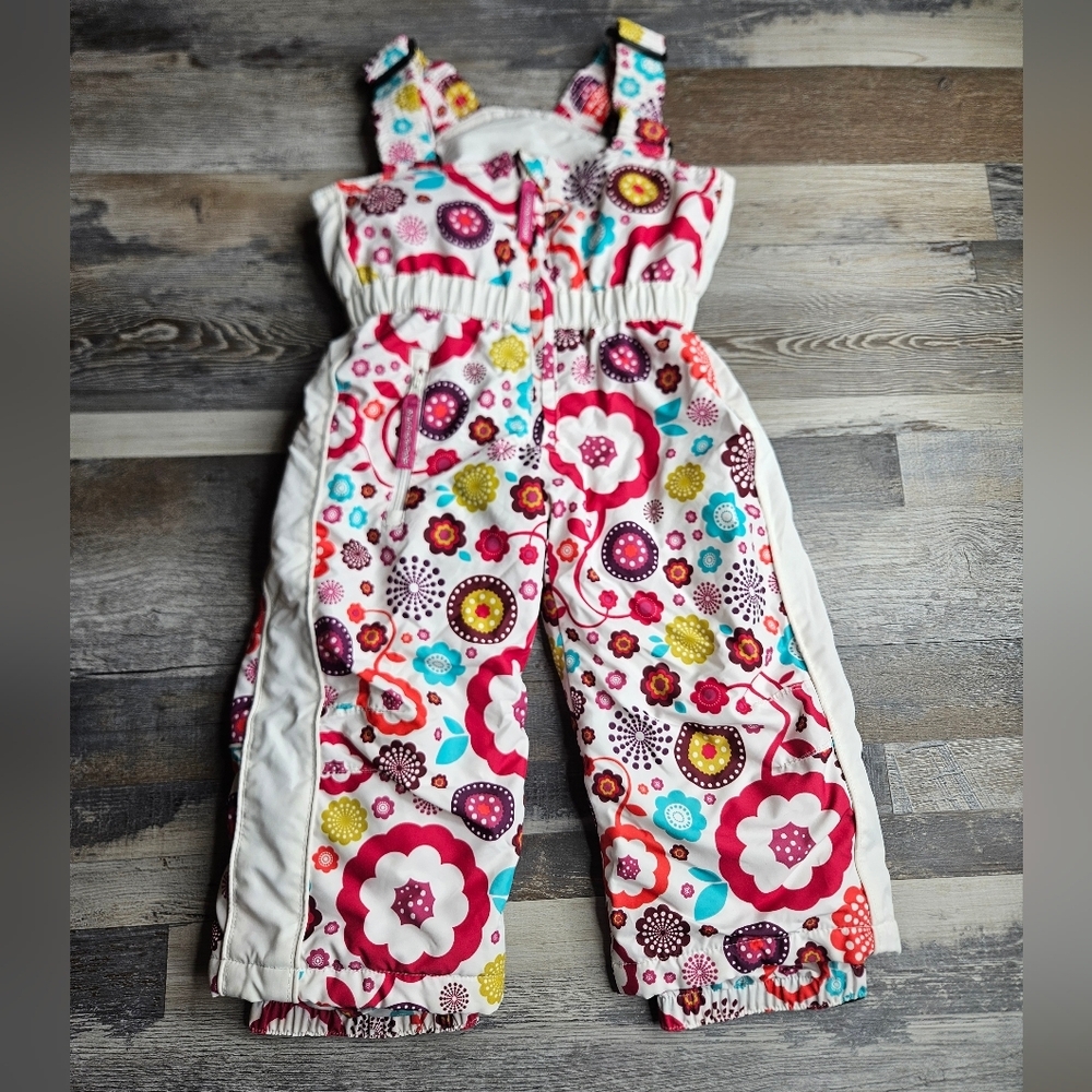 Weatherproof Snowsuit Snow Bib Overalls Size 2T floral Print